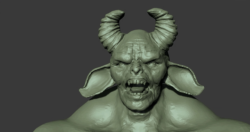 A demon digital sculpt done in Mudbox