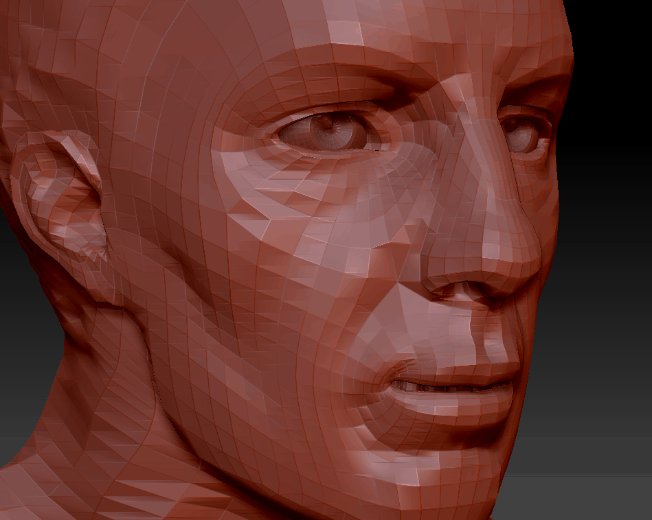 ZBrush base mesh head modeling in the basic forms at low poly counts