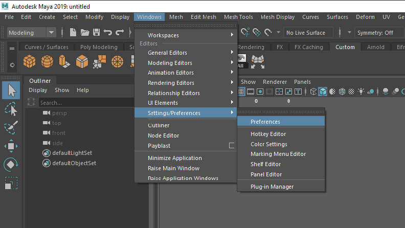Getting to Maya Autosave settings in Preferences